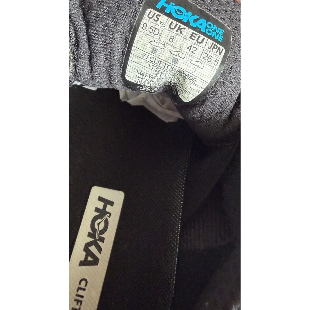 HOKA Clifton 9 Wide Women's 9.5D Black Rose Gold Running Shoes 1132211
